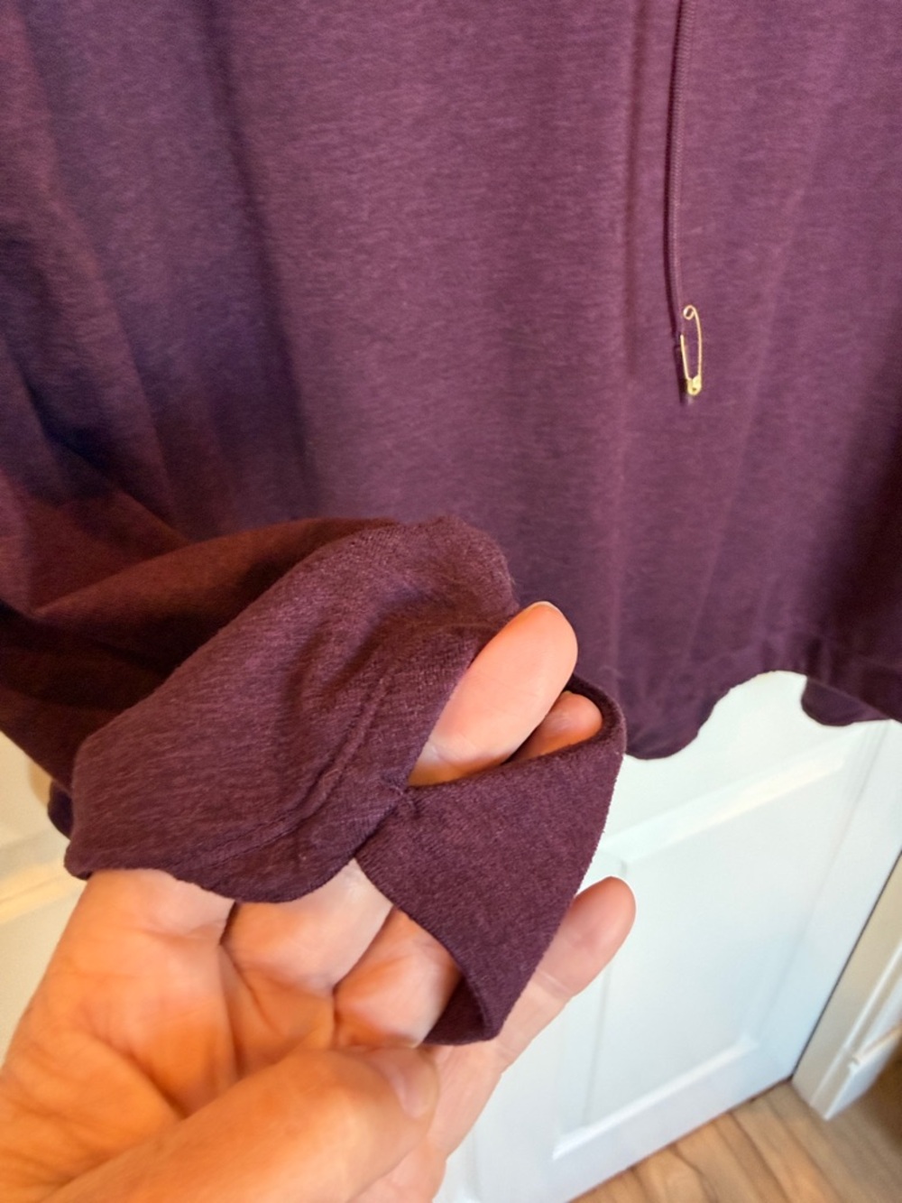 Athleta Uptempo Plum Cowl-Neck Pullover Hoodie SOFT Large L - Picture 5 of 7